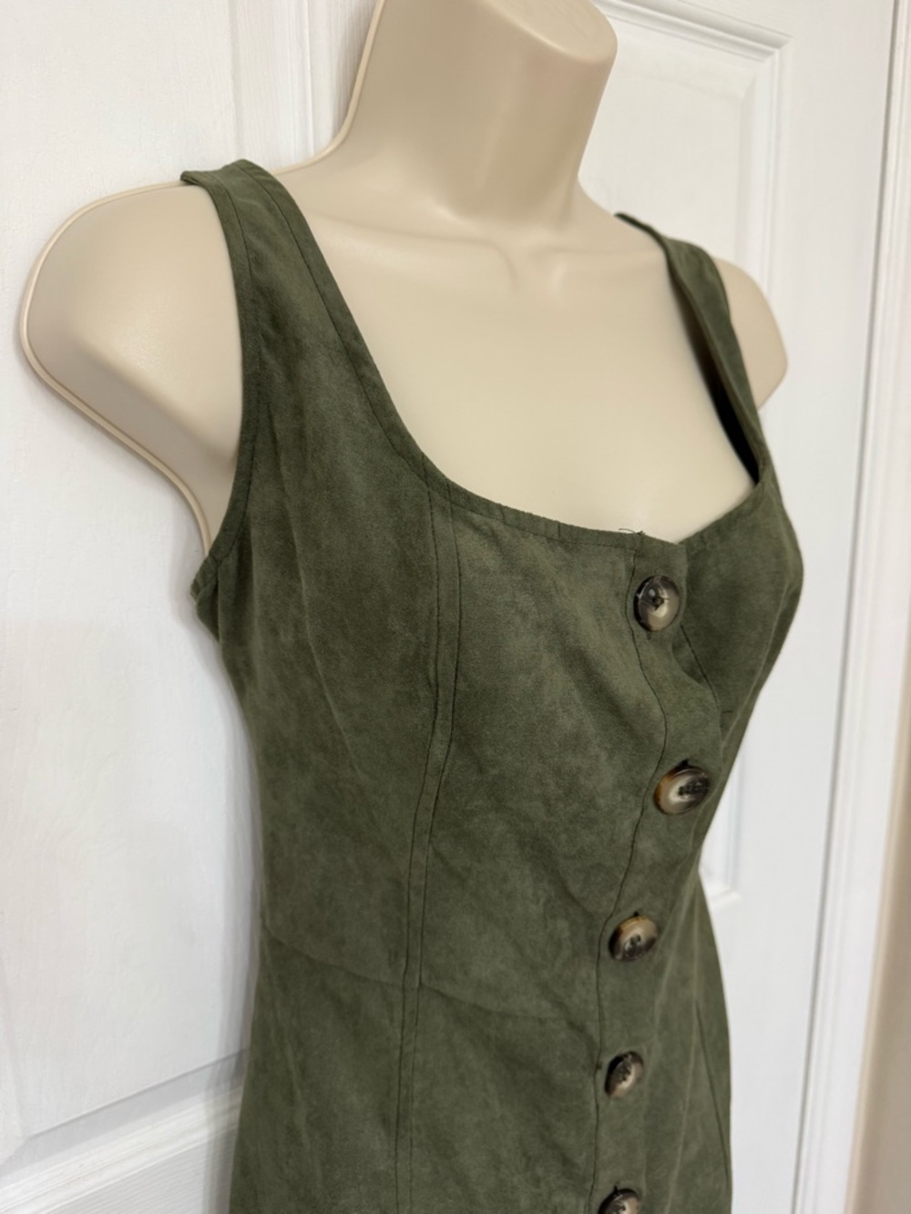 NWT Primark Olive Green Button Front Mini Dress Sleeveless Utility Size 10 - Picture 6 of 11